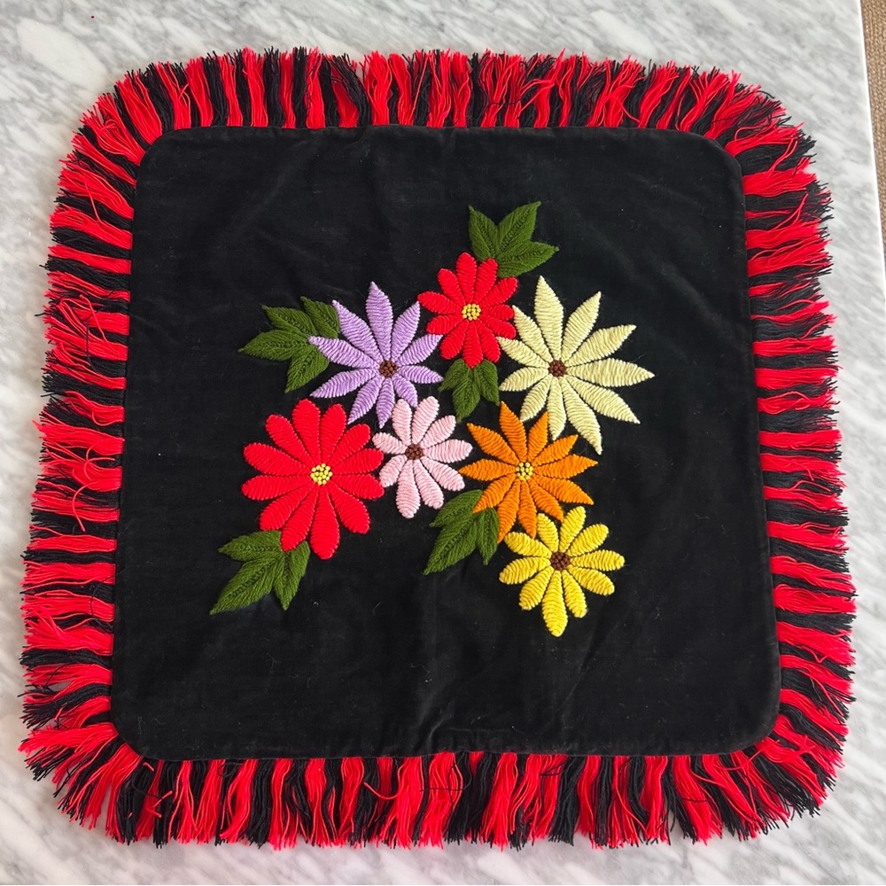 Handmade Velvet Embroidered Cushion Cover $ for Each 16”x16”